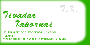 tivadar kapornai business card